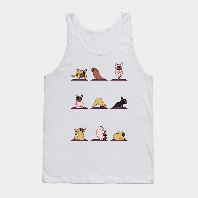 frenchie yoga Tank Top by huebucket